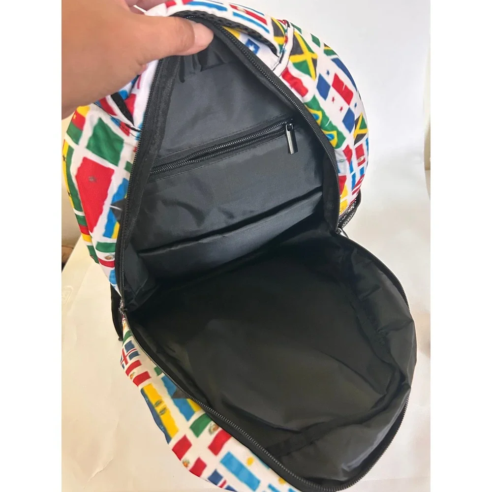 NWT World Flags Backpack Back to School International College Zipper Side Mesh